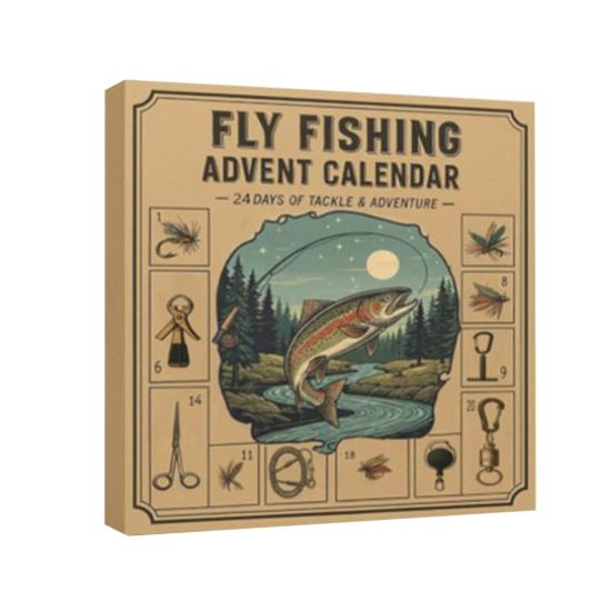 2025 Fly Fishing Advent Calendar 24 Days Christmas Fishing Countdown Calendar with 24 Pcs Fly Lures Hooks Baits Holiday Gifts for Men Fishing Lovers