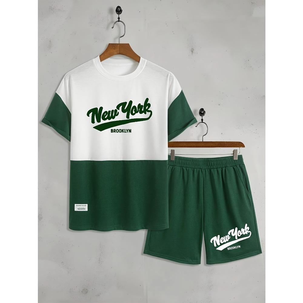 Conjunto Deportivo Casual de Verano para Hombre Camiseta de Manga Corta con Estampado Digital 3D de Cuello Redondo y Pantalones Cortos