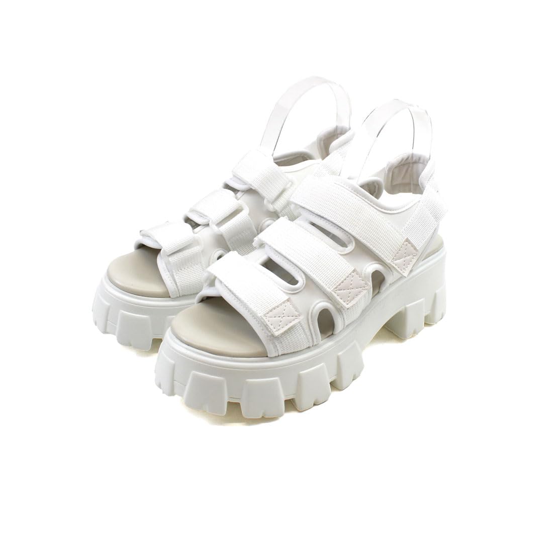 

Vivian Women s Platform Sports Sandals with Track Sole and Velcro, White, Size S (22.0-22.5), V40003SM