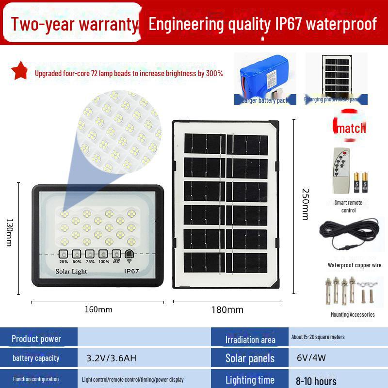 

Diyiming Мощный водонепроницаемый солнечный светильник для внутреннего и наружного использования