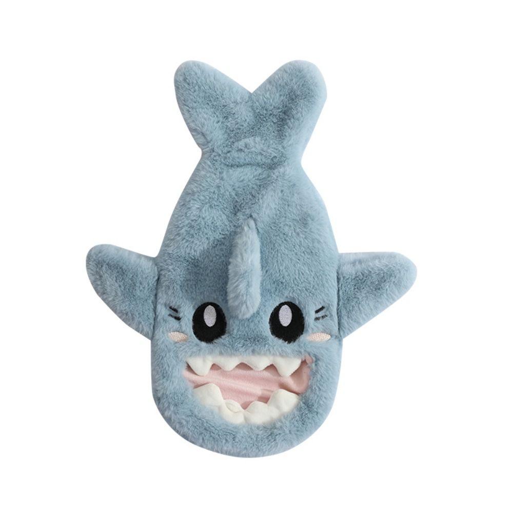 Soft Cover Plush Shark Hot Water Bottle Insulating Heat Reusable Bag Cute Hand Warmer Foot Warmth