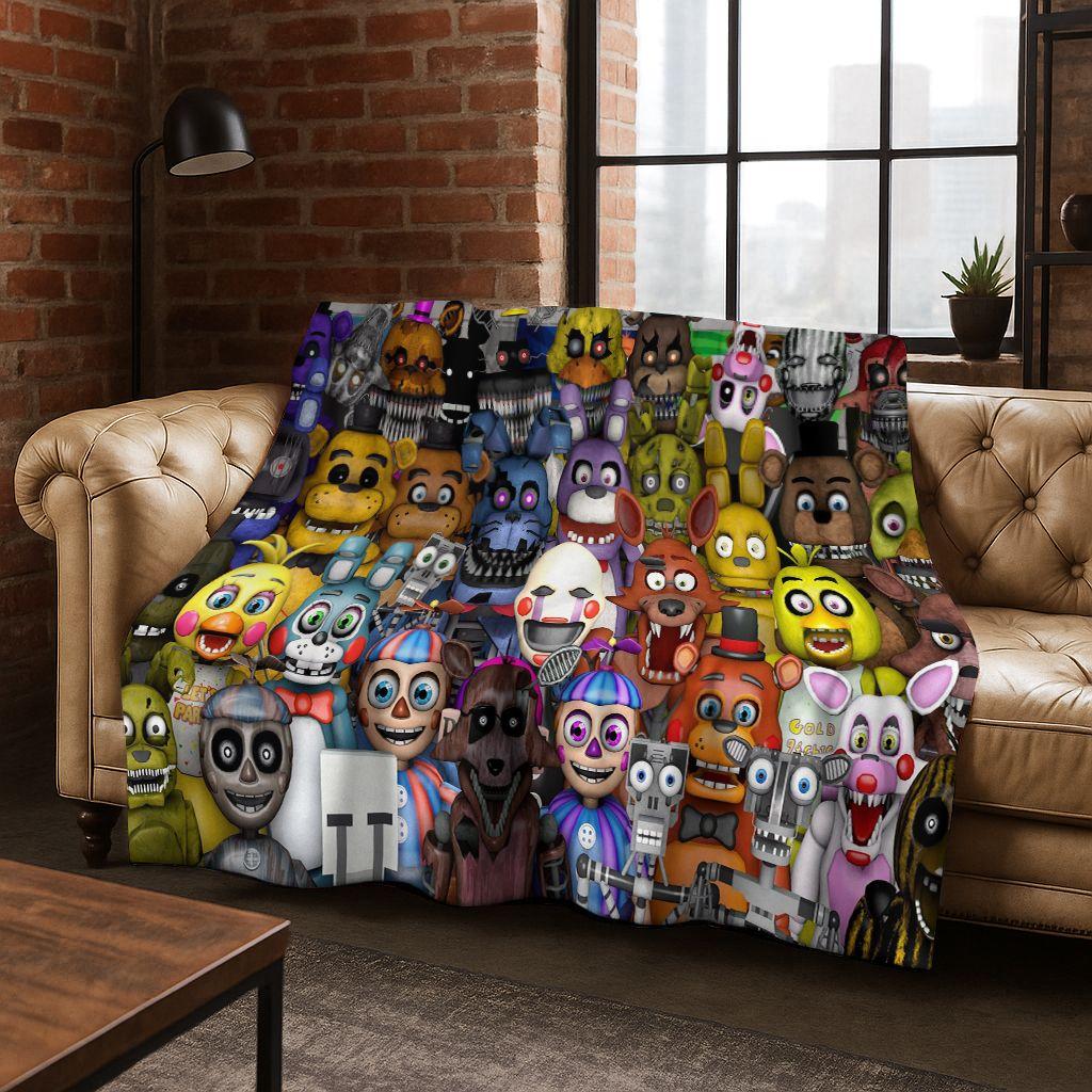3D F-FNAF Game Cartoon Flannel Blanket Soft Warm Throw Blanket for Bed Bedroom Room Living Room Travel Camping Picnic Gift
