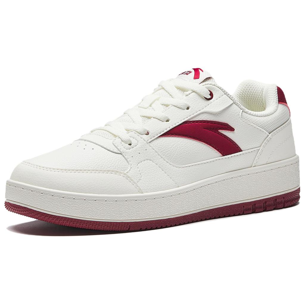 Anta Year 2 Simple Versatile Classic Fashion Durable Lightweight Low-Top Skate Shoes Women Sneaker White Red 922548068-6