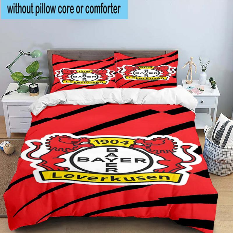 3pcs Bayer Football Club Printed Bedding Set Duvet Cover Closure Includes 1 Duvet Cover & 2 Pillowcases Bedding Sets Home Decor Gifts