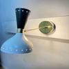 Mid Century italiensk messing Diabolo Stilnovo innfelt vegglampe lysarmatur