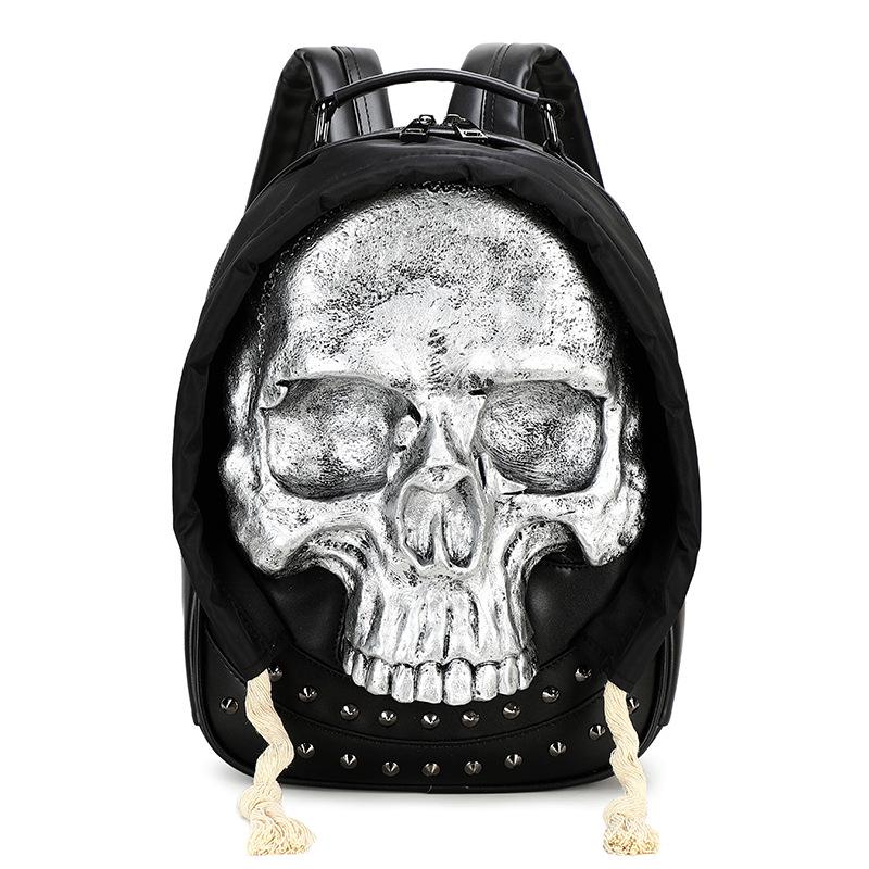 Zaino Rivettato Teschio 3D per Uomo e Donna - Borsa a Spalla Doppia per Halloween