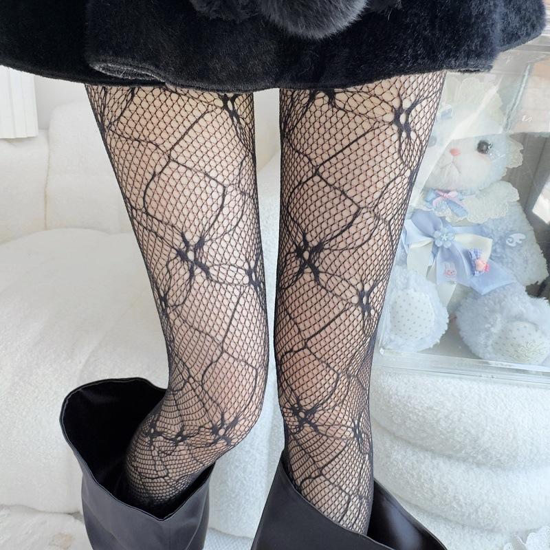 New Dark Soft Sister Lace Bow Flower Flower Vine Flower Base Net Socks Pantyhose