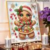 Weihnachts-Lebkuchenmann Perlenmalerei-Set mit Rahmen Glänzende Leinwandkunst Kreatives Basteln Heimdekoration Geschenk für festliche Feiertage