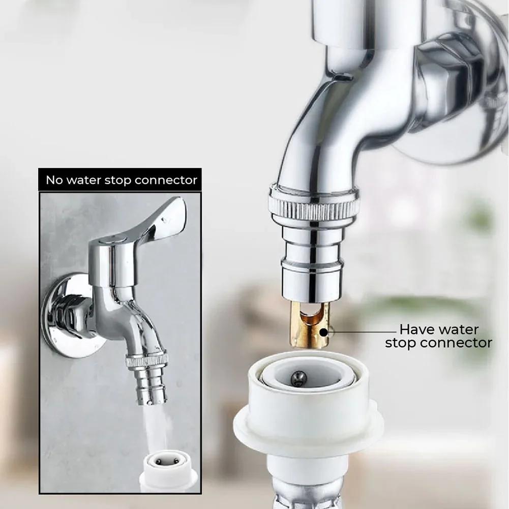 Water Stop Valve Faucet Accessories Washing Machine Faucet Adapter Drop Proof Automatic Water Stop Household Bathroom Accessorie