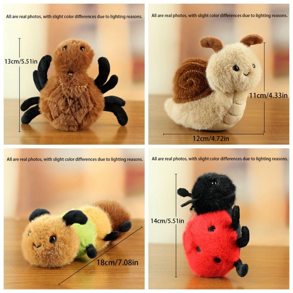 Cartoon Cute Insect Doll Keychain Small Spider Snail Bee Keyring Insect Plush Toy Bag Pendant