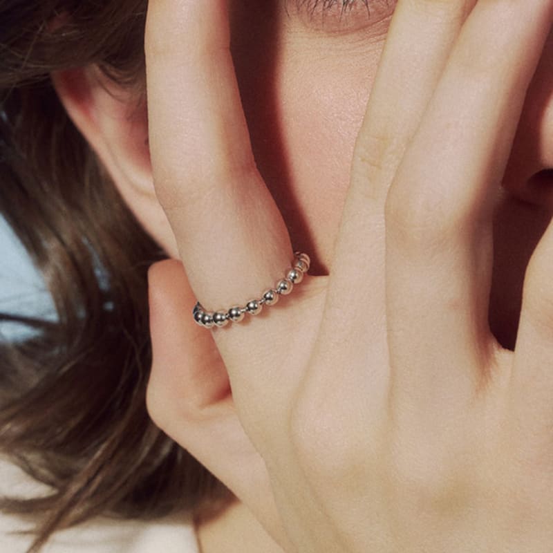 JUDY AND PAUL [925 Silver] Lyle Basic Ball Line All-Silver Ring