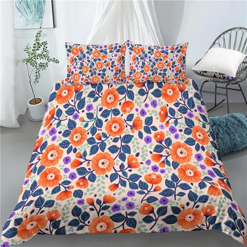Home Living Luxury 3D Flower Print 2/3Pcs Comfortable Duvet Cover PillowCase Bedding Set Queen and King EU/US/AU Size