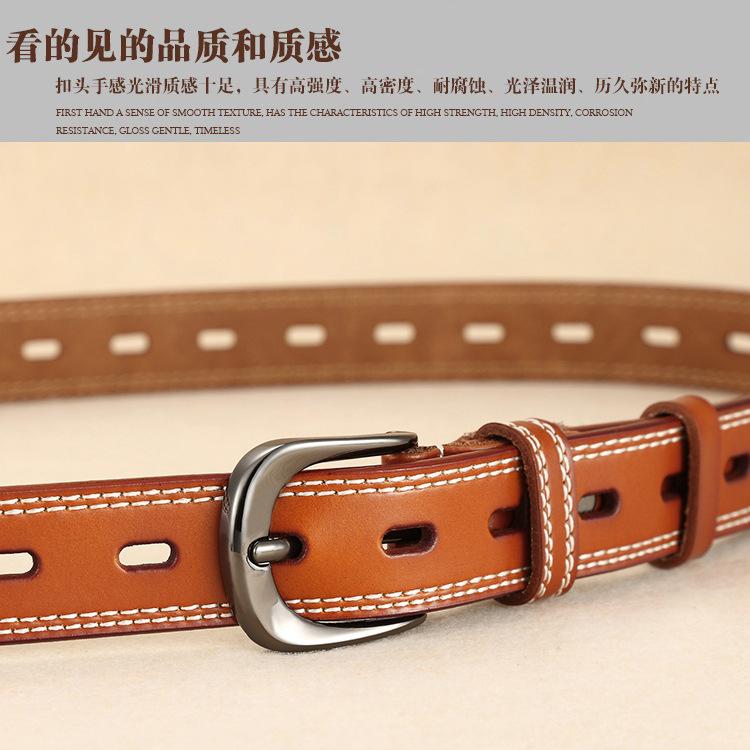 Hollow Leather Belt Women'S Casual Pure Cowhide Pin Buckle Belt Wide With Jeans Spring And Autumn