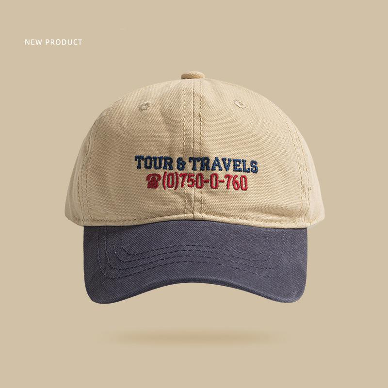 Retro color matching baseball cap children street sunshade embroidery soft top men show face small parent-child peaked cap tide