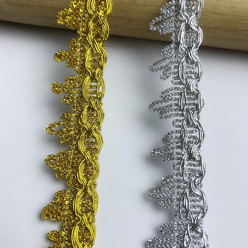 4m/13.12ft Lace Gold Silver Curtain Trim Ribbon HanMade DIY Sewing Sequin Accessory Wedding Craft Clothes Party Decoration Ties Big Wide 2cm Wide