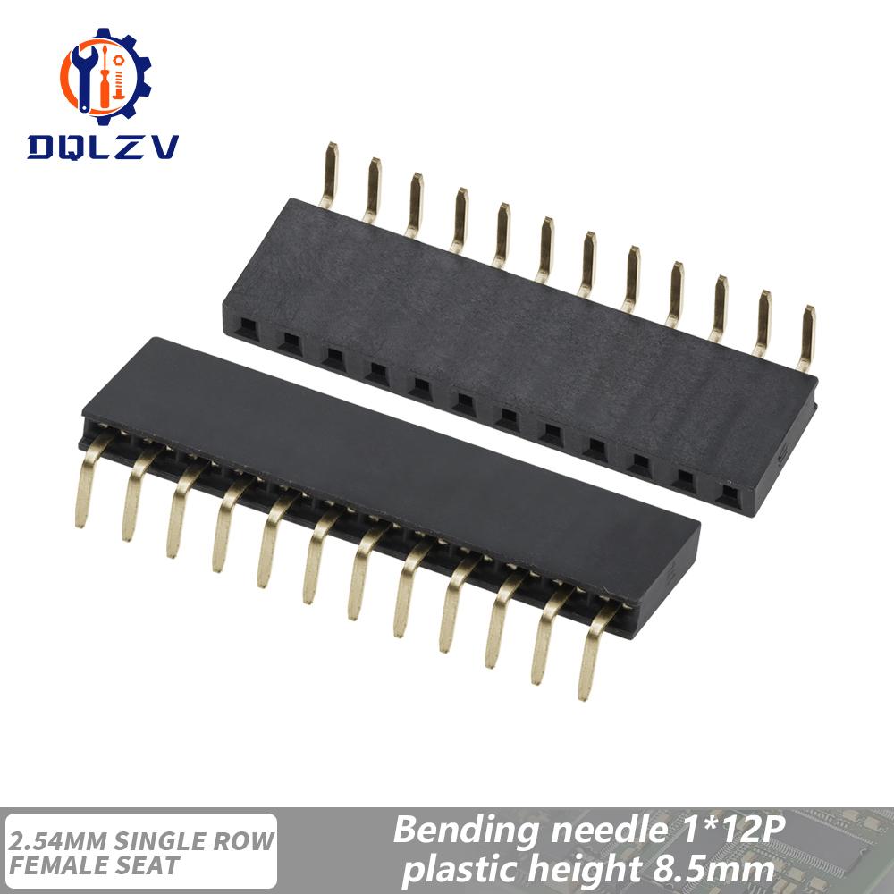 2.54mm Single Row Female Right Angle Pin Header Socket 1*2/3/4/5/6/7/8/9/10/20/40Pin Connector For Arduino
