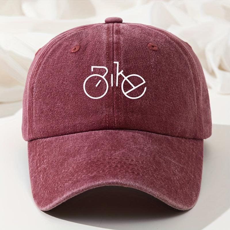 Baseball Cap Bicycle Print Dad Truck Cap Retro Washed Men's and Women's Fashion Fishing Hat Curved Brim Peaked Cap