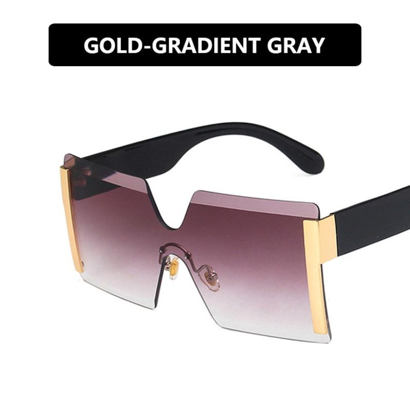 European American Conjoined Frameless UV400 Protection Sunglasses Woman Versatile Stylish Big Frame Personalized Resin Sun Glasses gafas