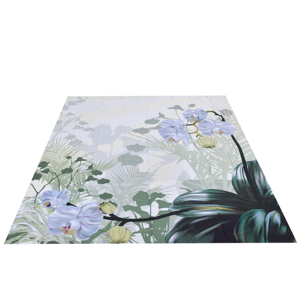 Blommiga Växter Mönster Duschdraperi Vattentätt Polyester Badrumsgardin med Krokar 180x200cm