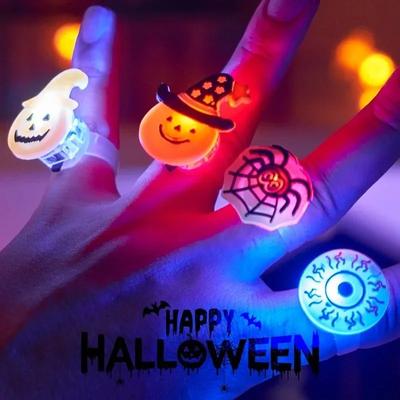 Halloween Light Up Glowing Rings 50PCS Halloween Party Favors LED Rings Flashing Glowing Finger Rings Fun Toys for Kids Adults