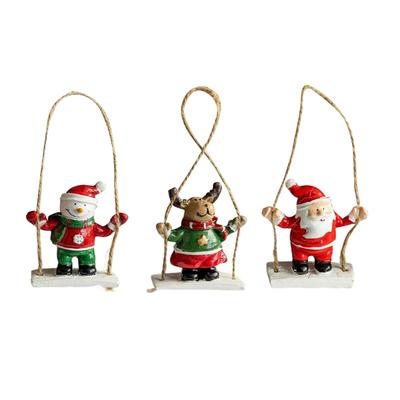 Handcrafted Santa Reindeer Ornament Durable Resin Christmas Decoration Easy Hanging For Tree Homes Festival Gift