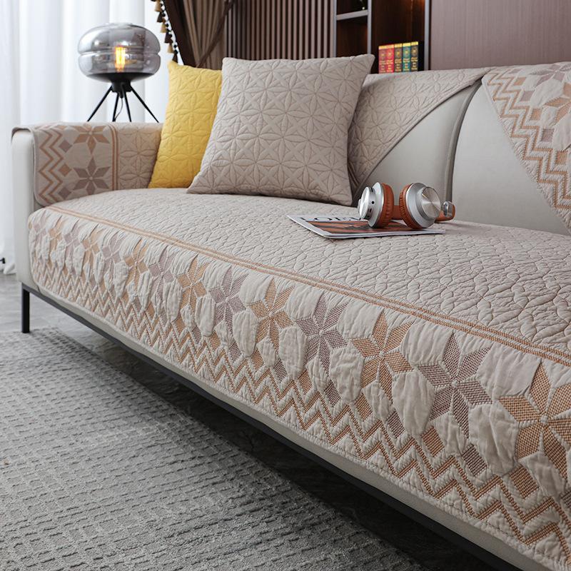 

All-Pure Cotton Sofa Seat Cushion Cover, All-Season Fabric Towel, Pastoral Simple Modern Non-Slip Cover New Model 70*70cm