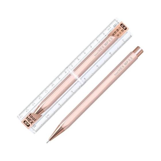 IWI Mechanical Pencil 0.5mm, Tool Hex, Soft Pink - IWI-8F990PP5-11RG. Features a hexagonal barrel that prevents rolling, making it stable on desks.