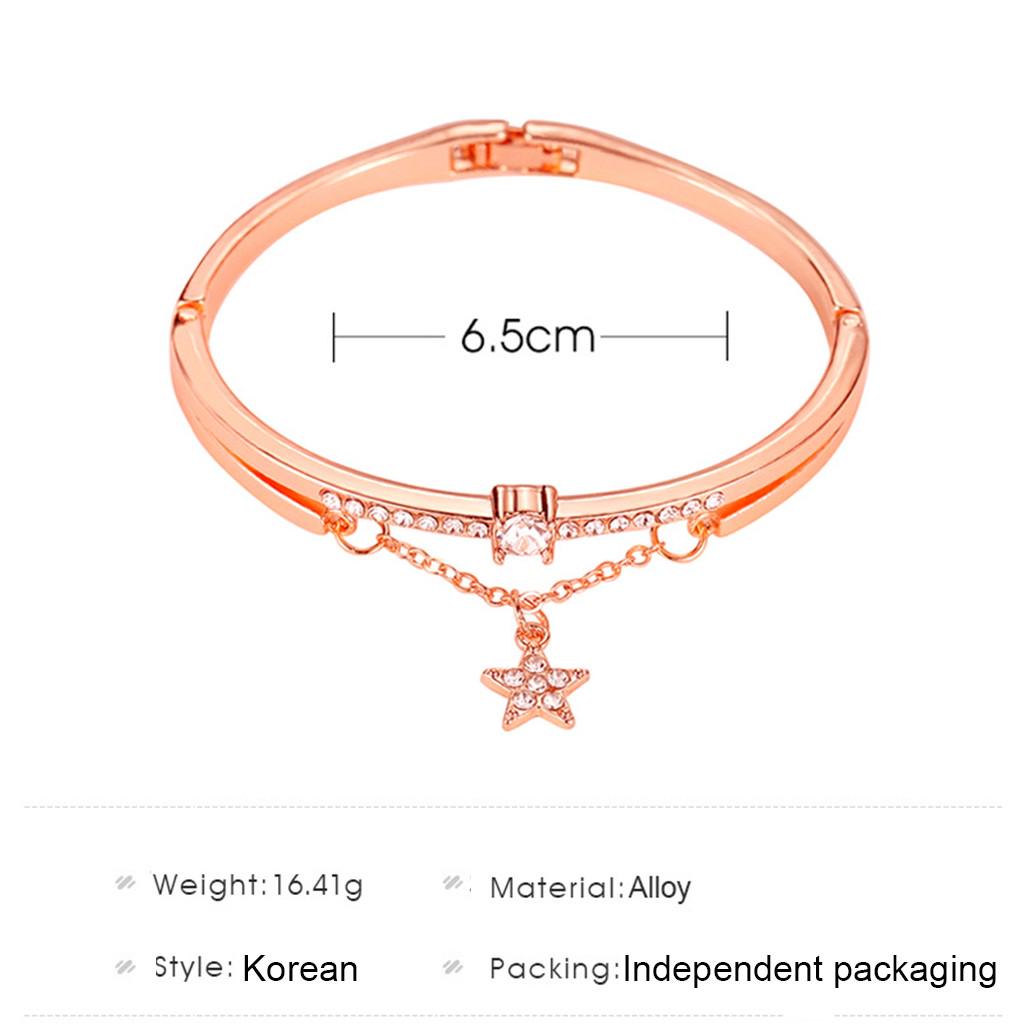 Women's Alloy Drill Five-pointed Star Hollow Chain Bracelet Charm Wrist Bangle