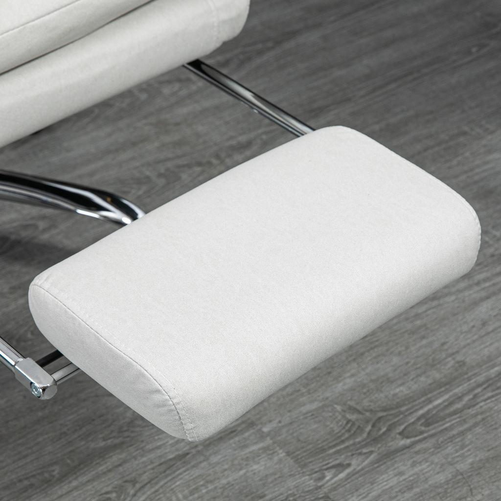 Office Chair with Massage Function, Heated, Reclinable, Faux Leather, 65x72x109-117cm, Cream White