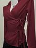 In Stock - European & American Casual Waist-Cinching Solid Color Women's Shirt