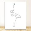 Body Drawing Art Canvas Painting Black White Artwork Picture Dance Poster Girl Room Wall Decor Abstract Ballerina Print One Line
