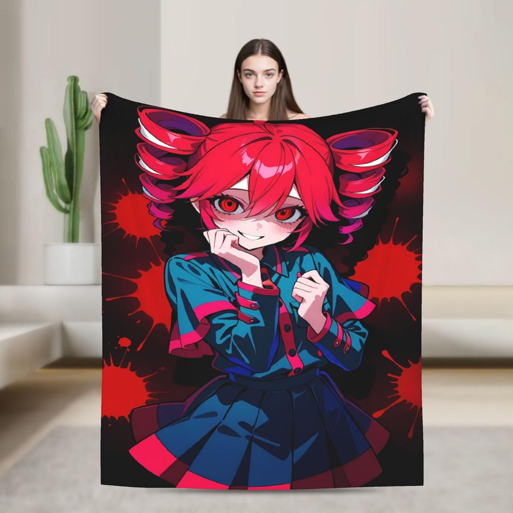 Teto Kasane Chibi Cartoon Anime Blanket Warm Novelty Plush Throw Blanket For Couch Chair Sofa Bed Flannel Bedspread Bed Cover