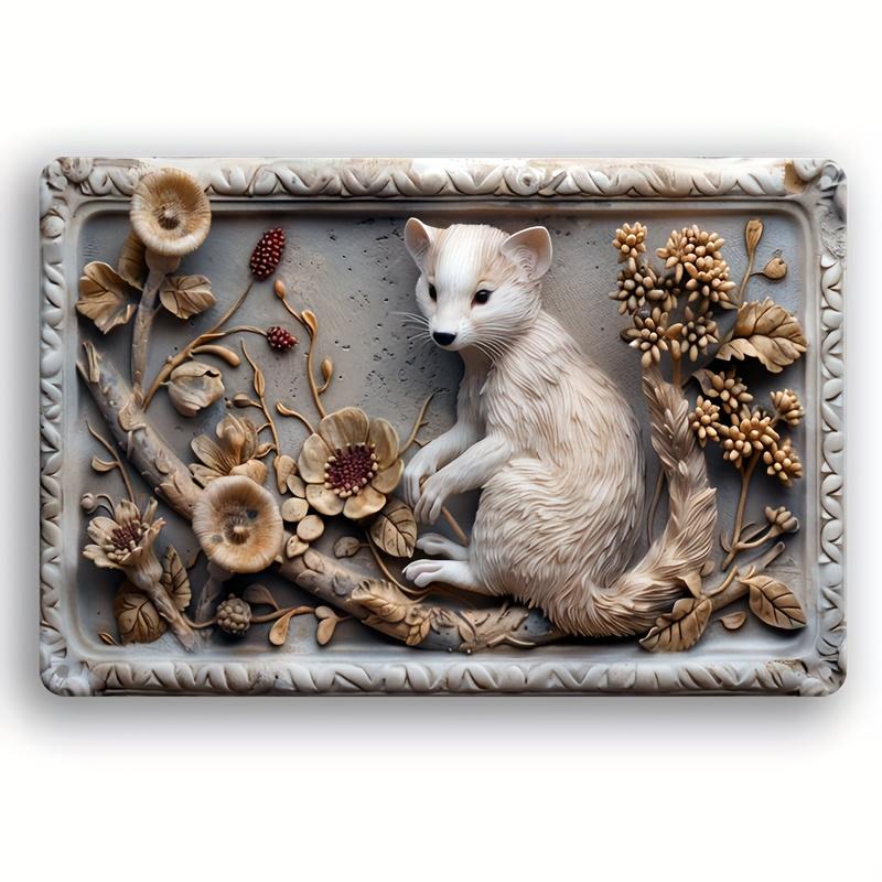 

2d Flat 30*20cm, Wooden Yard Sign, White Weasel Design, Multipurpose Wall Hanging Vintage Wooden Sign for Home, Wooden Poster, Holiday Gifts, for Home 30*20cm
