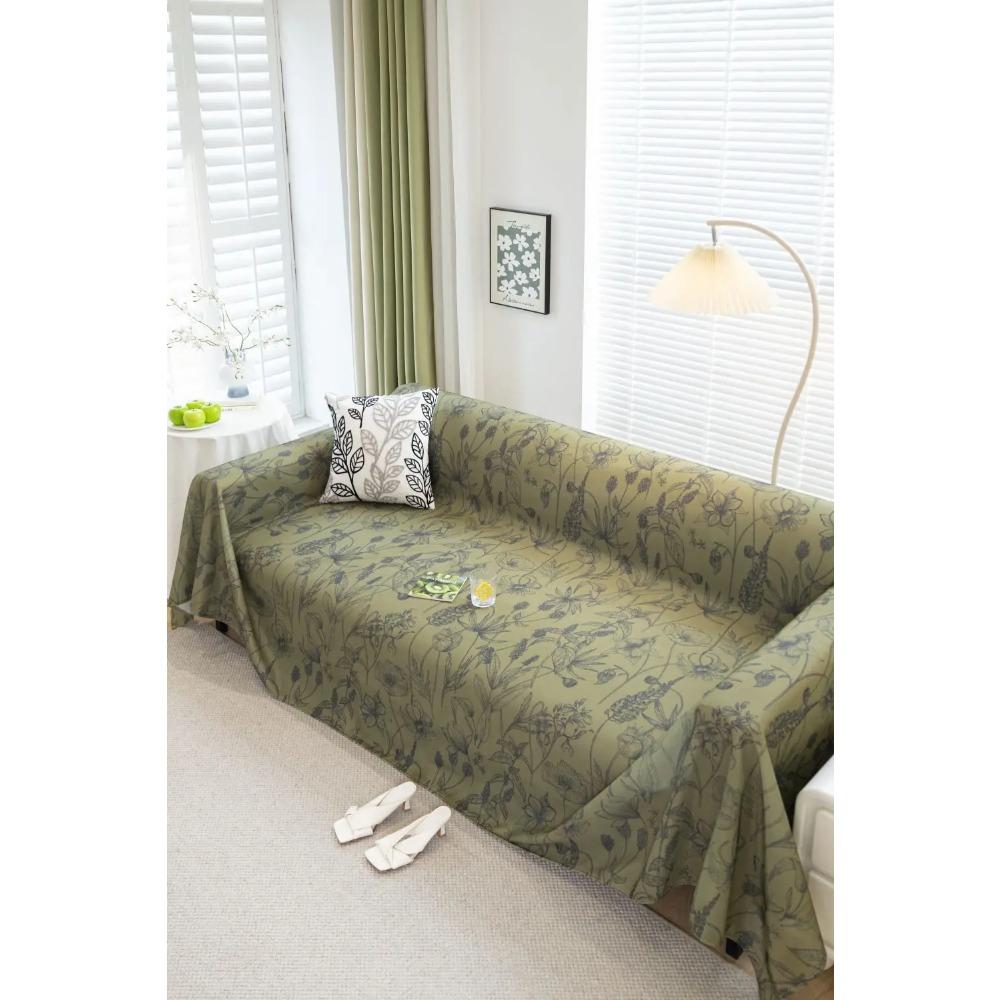 Ice Silk Flower Sofa Cover Blanket Non-slip Sofa Towel Living Room Furniture Decor Tapestry Couch Cover Universal Sofa Towel