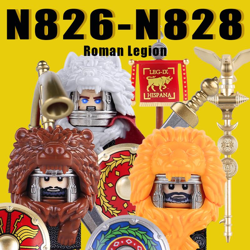 Medieval Military Rome Knights Building Blocks Castle Army Warrior Soldier Figures Crossbowman Shield Sword Legion Bricks Toys
