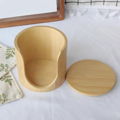 Bamboo Wood Face Pads Storage Box Cotton Round Holder Makeup Cotton Pads Storage Makeup Remover Towel Holder