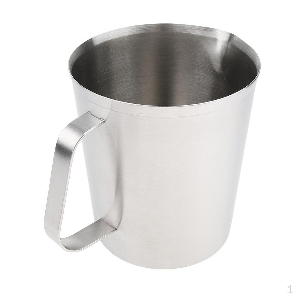 Measuring Cup Mug Milk Frothing with Handle Stainless Steel 500ml - 1000ml, Easy to Clean 1000ML