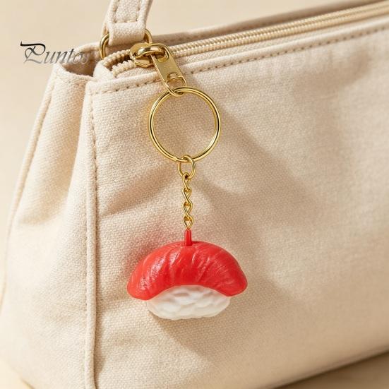 Stress Relief Toy 1/6Pcs 3D Printed Sushi Clicker Keychain, Push Button Fidget Toy, Finger Keyring Pendant Backpack Handbag Charm Gadget