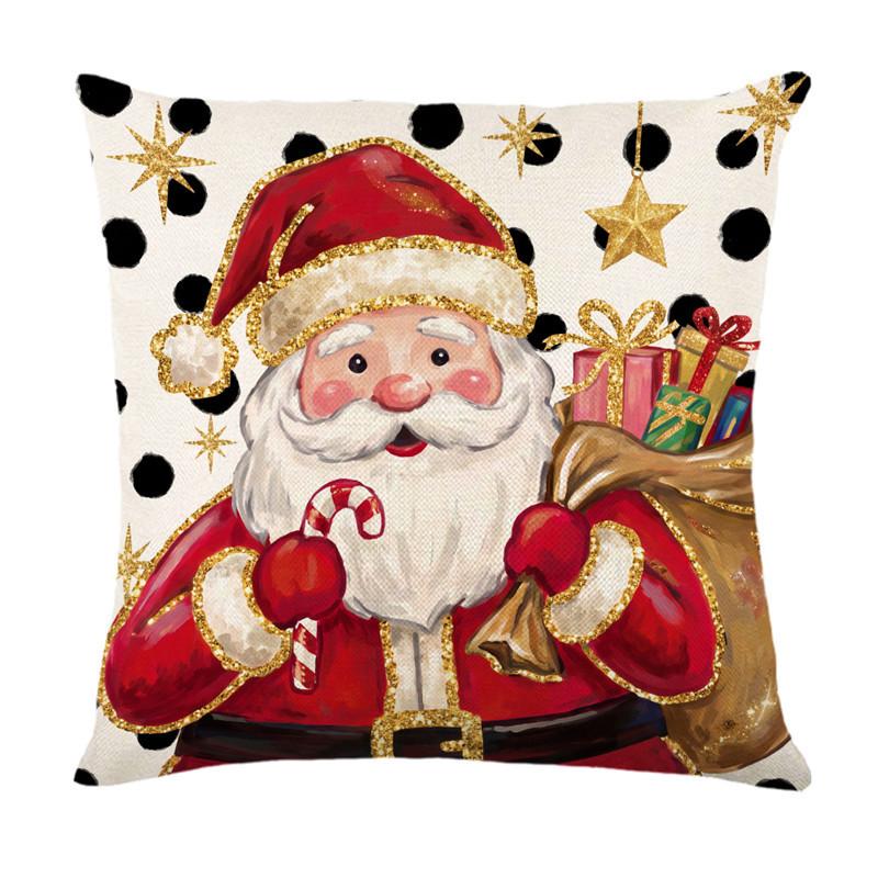 Christmas Throw Pillow Set - New Style Santa Claus, Snowman and Nutcracker Print Cushion Cover for Sofa Pillows
