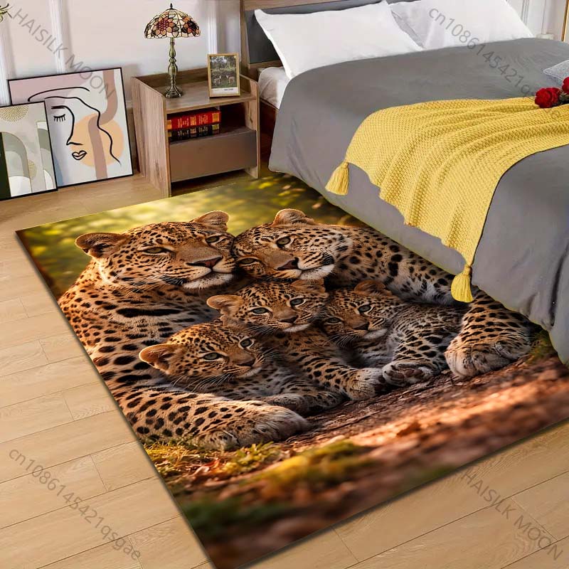 

Leopard family cuddling in forest Pattern Rug Carpets for Bedroom Living Room Sofa Mat Creative Door Mat Cloakroom Home Decor 40x60cm