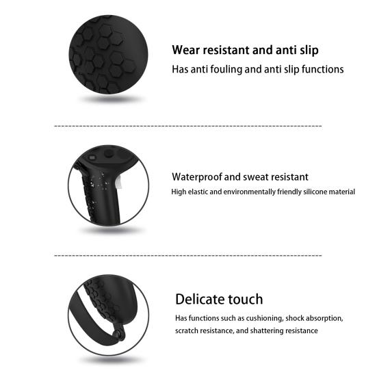 2Pcs VR Controller Cases Uninterrupted Signal Anti-shock Tasteless Anti-fall Textured Surface Protective Silicone VR Controller Protective Covers