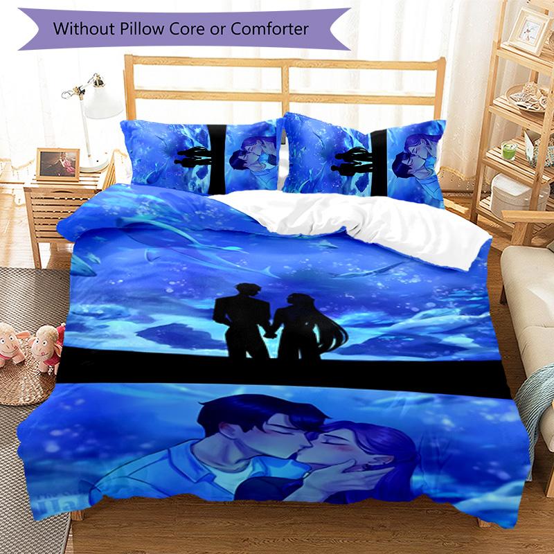 Set Biancheria da Letto KPOP Hunter 3 Pezzi Copripiumino Chiusura Include 1 Copripiumino & 2 Federe per Tutte le Stagioni Camera da Letto Casa Arredamento Stanza del Dormitorio