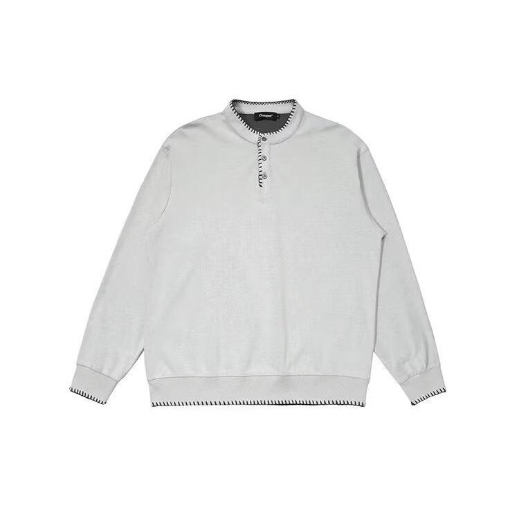 American Retro Henley Collar Knit Long Sleeve Pullover Shirt Extra Large