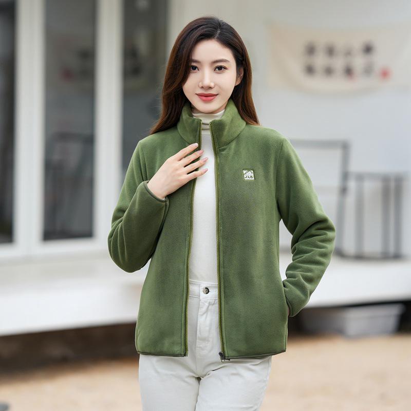 

Plus Size Short-Sleeve Fleece Zipper Jacket for Middle-Aged & Elderly Women - Autumn/Winter Collection 2XL (recommended 110-125 jin)