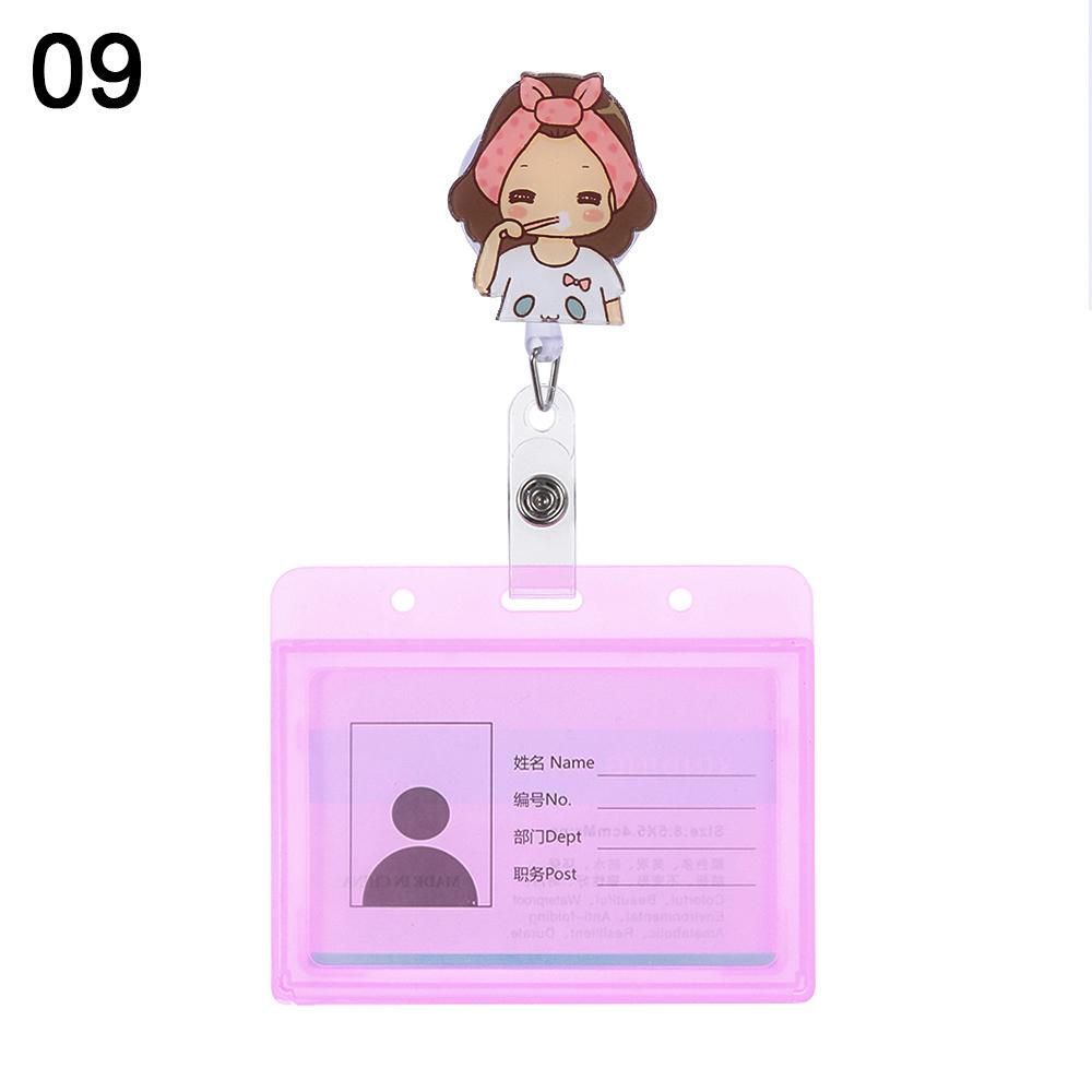 Cartoon Nurse Doctor ID Badge Holder with Retractable Reel, Retractable Metal Clip Business Work Card/Name Tags Badge Holders