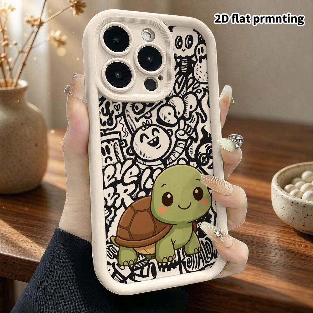 Phone Case: 2D Flat Design Suitable for iPhone 18 17 16 15 14 13 Pro Stepped Protective Case, Little Turtle, Christmas and Halloween Gifts