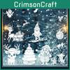Holiday Static Christmas Decals Set With White Christmas Tree Snowman Decor