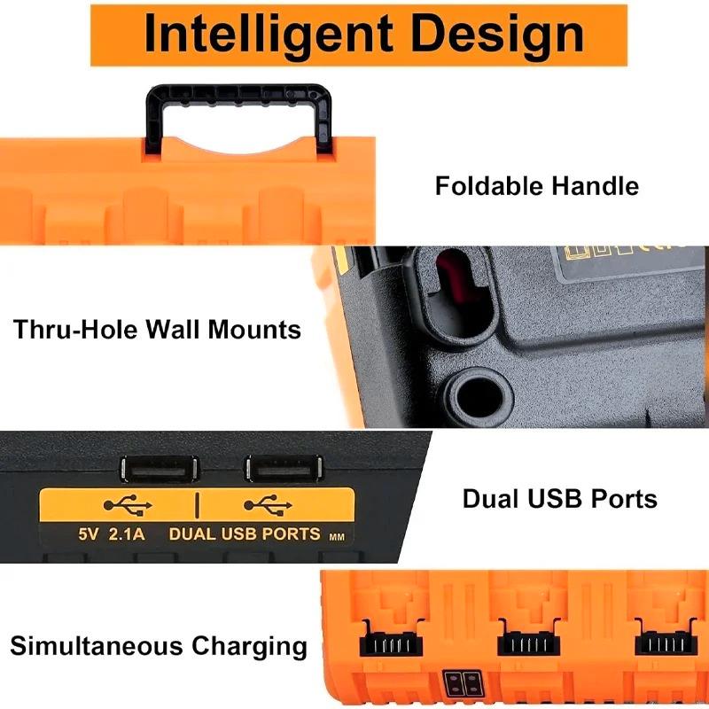 DCB104 Li-ion Battery Charger 4-Port 2A Current For Dewaltt 10.8V 12V 14.4V 18V 20V 60V DCB127 DCB105 DCB118 DCB112 DCB119 DCB10