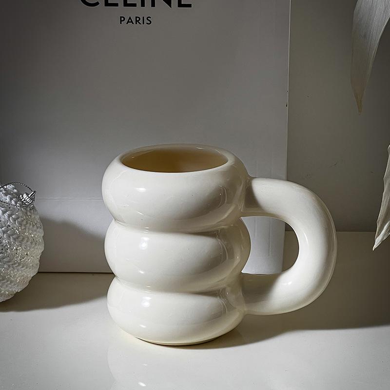 French Large-Capacity Ceramic Chubby Niche Cup, Creative Milk Tea Shop Coffee Cup Milk Water Cup