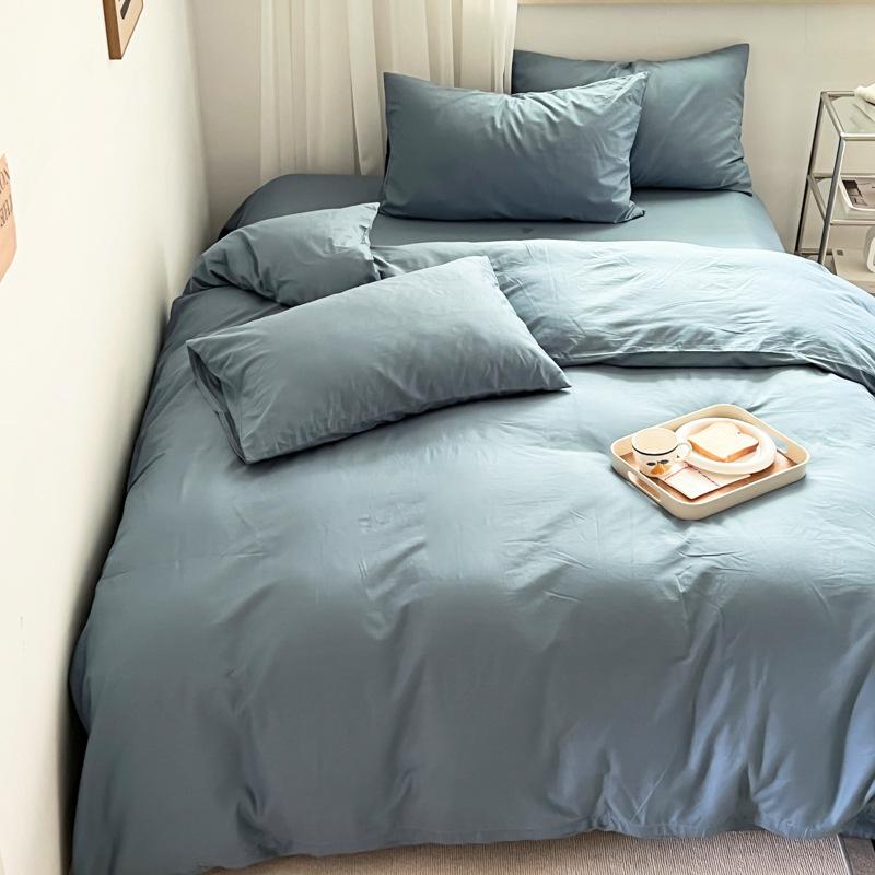 Pure Cotton Quilt Cover, Color Matching Four-piece Set, Pure Cotton, Pure Autumn and Winter Simple Single Product, Bedding, Duvet Cover